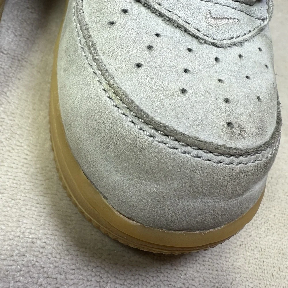 Nike‎ Air Force 1 Mid Boys Size 8C Gray Gum Athletic Suede Shoes Sneakers